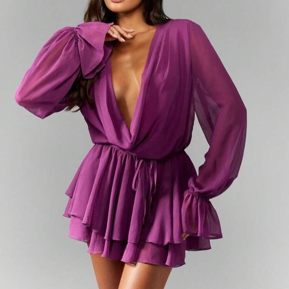 Missguided Dresses & Skirts - Missguided Deep Purple Long Sleeve Dress